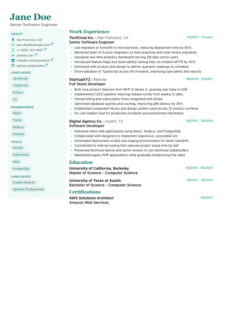 Nova resume template: modern layout with strong visual structure