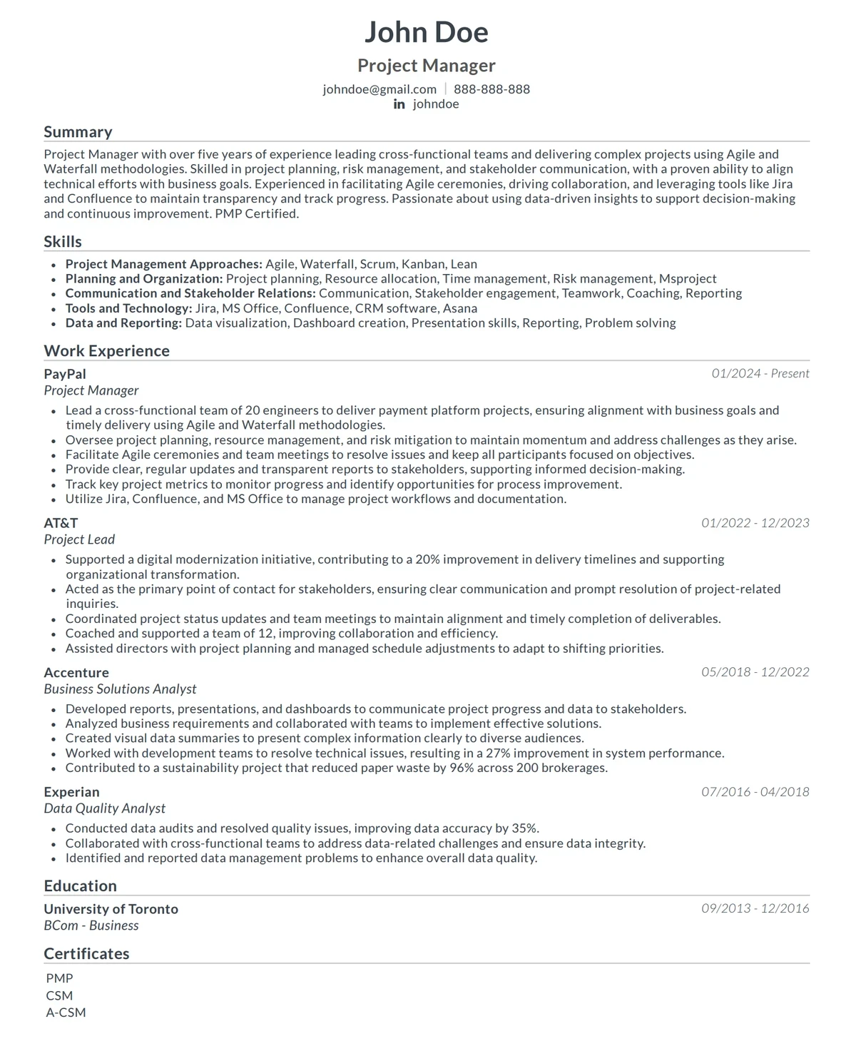 Best resume template example 2025