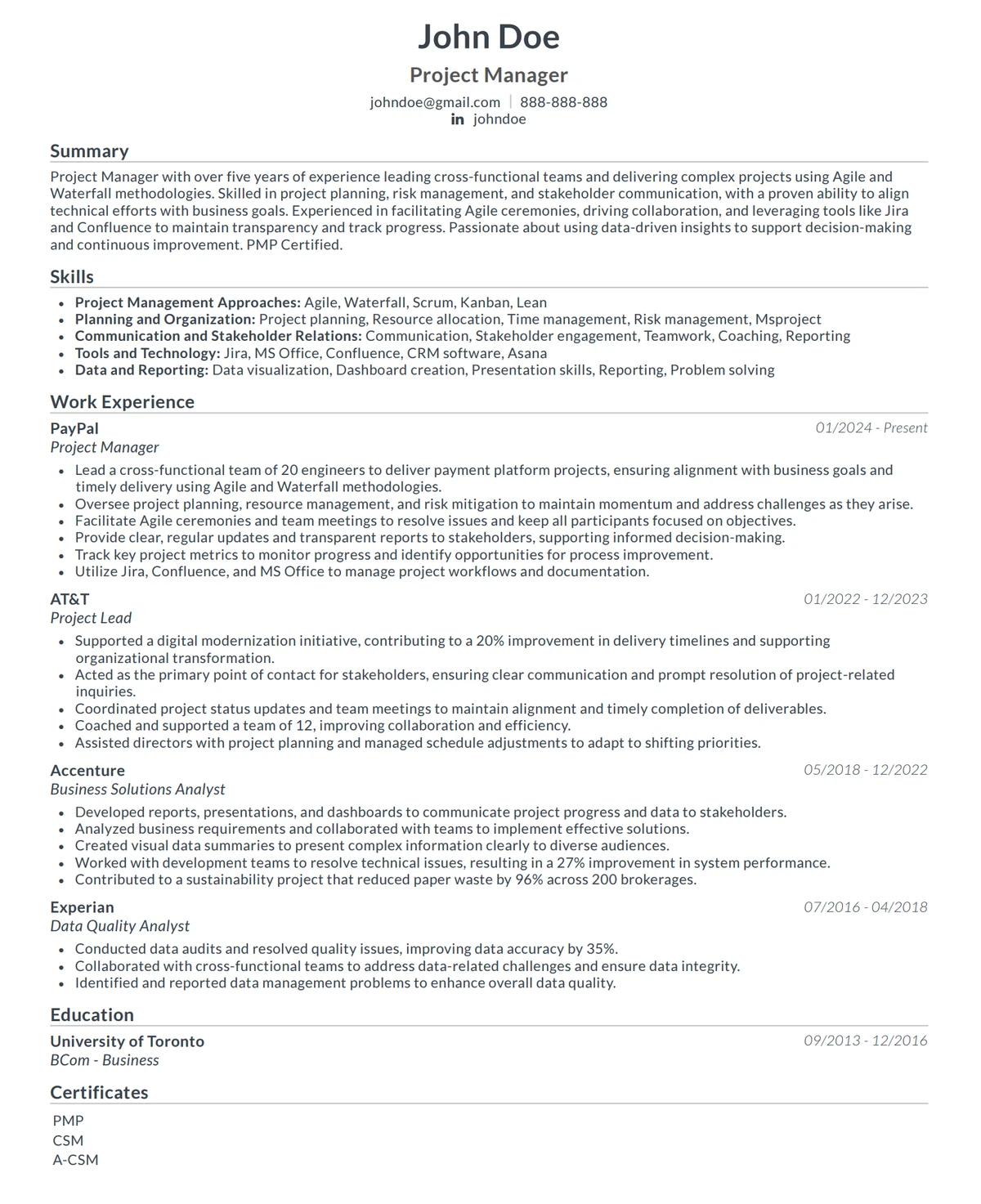 Best CV template example 2025