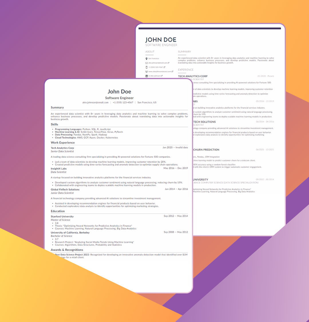 Professional Resume Templates - ATS-friendly designs for job applications