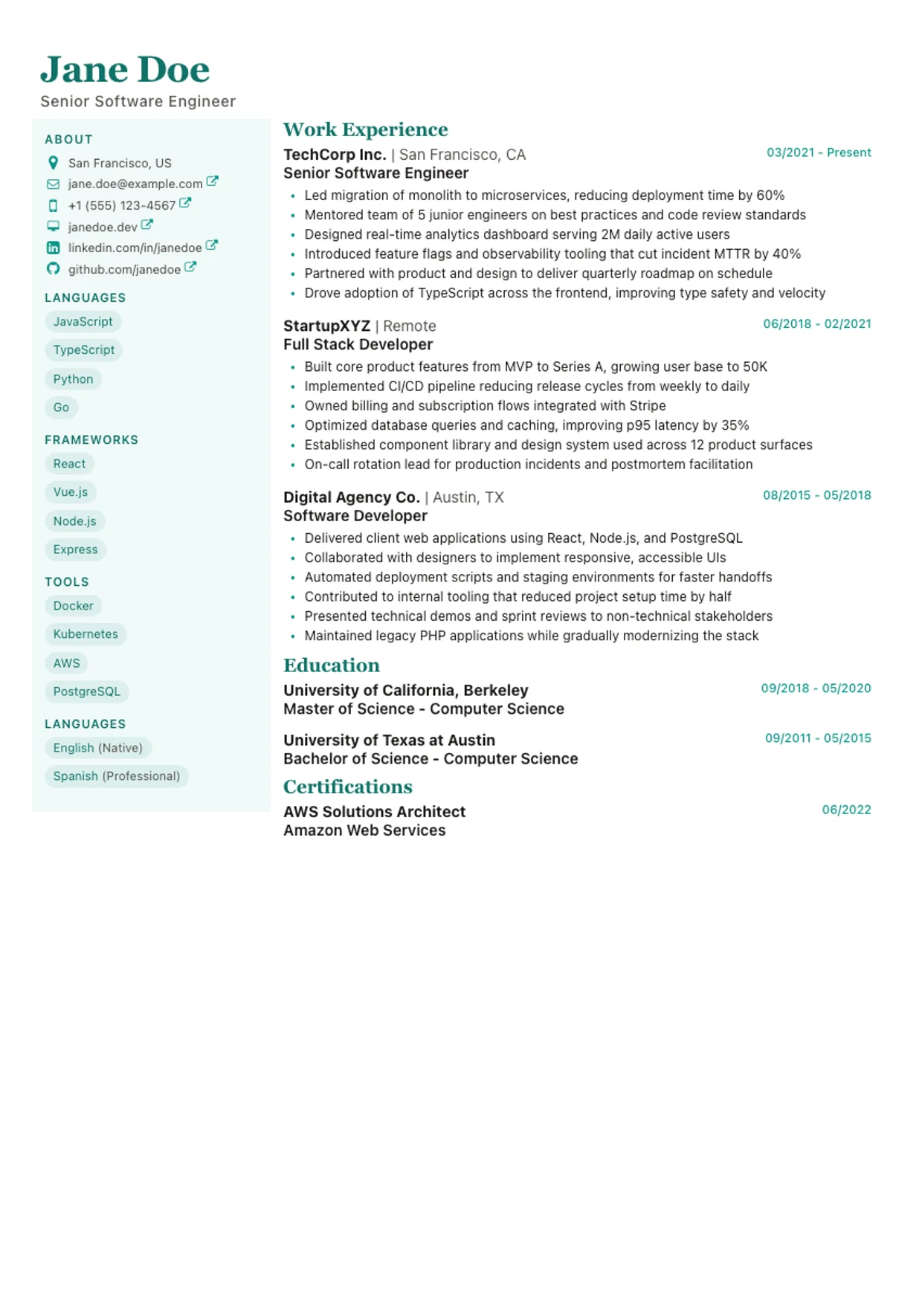 Nova resume template: modern layout with strong visual structure